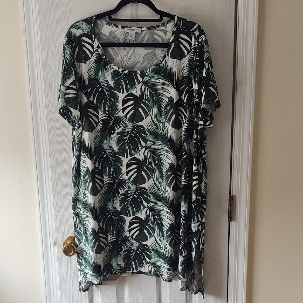 Carolina Belle Leaf Print Women's Top, Size 2X